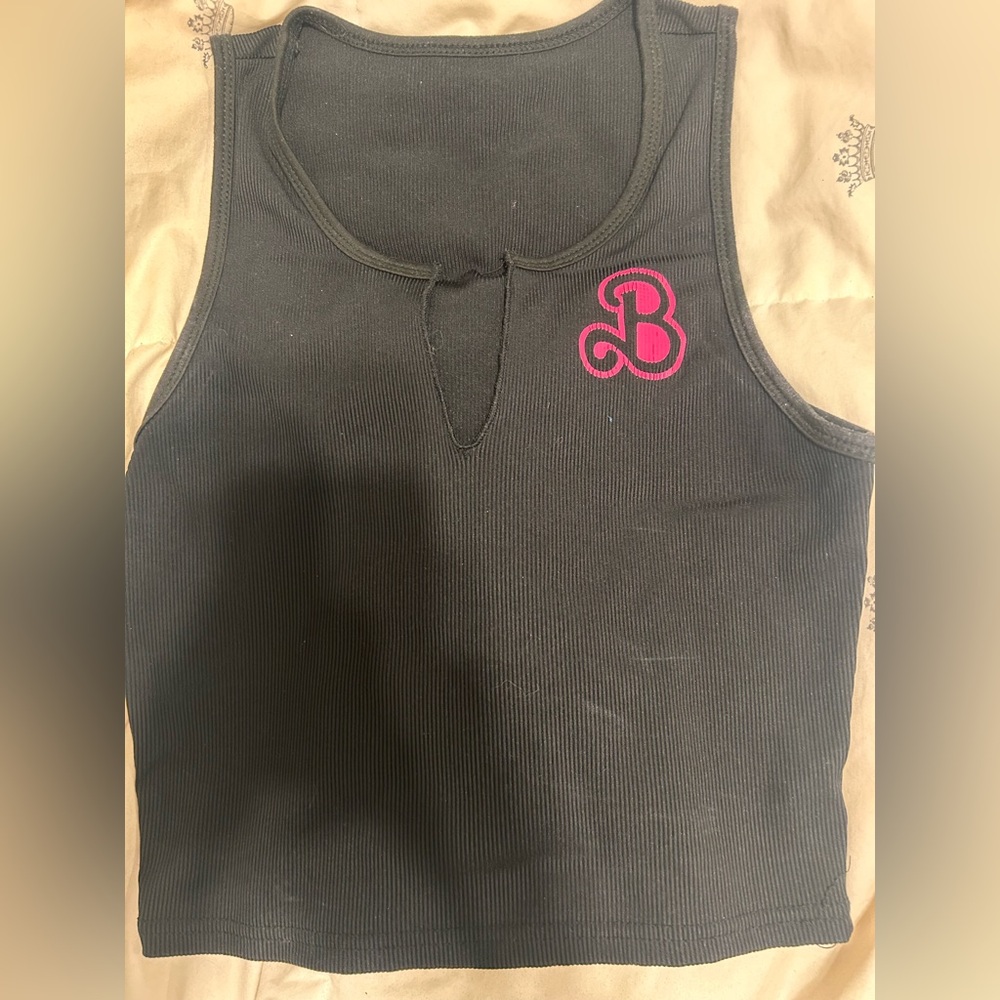 Black Tank Top with Pink B logo